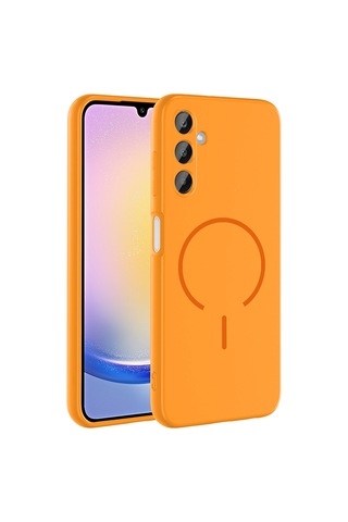 Zore Samsung Galaxy Uyumlu A15 Kılıf M-safe Şarj Özellikli Omsy Meta Kapak - Kahverengi