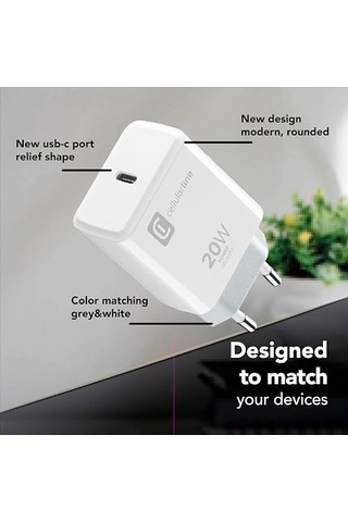 Cellularline 20w Şarj Adaptörü İphone 8 Ve Üstü İle Uyumlu, Usb-c, 4a, 20w