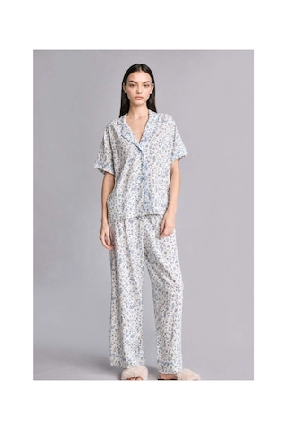 Defacto Regular Fıt Kısa Kollu 2li Ekru Pijama Takımı H8185ax26smer139 Ekru-er139
