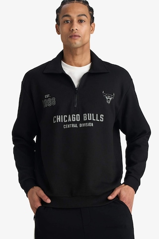 Defacto Nba Chicago Bulls Relax Fit Polo Yaka Jakarlı Sweatshirt F5859ax25wnbk81 Siyah-bk81
