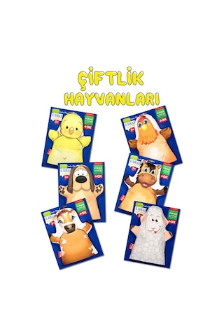 6 Parça Tox Çiftlik Hayvanları Keçe El Kukla Set . Eğitici Oyunca