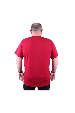 Moc Grande Mocgrande Erkek Büyük Beden Likralı Basic Sıfır Yaka Tişört 11160 Bordo-Bordo Çok Renkli