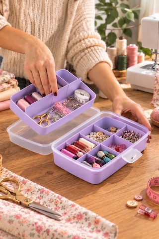 Porsima 1192-3 Premium 12 Bölmeli Çok Amaçlı Organizer Saklama Ka Lila