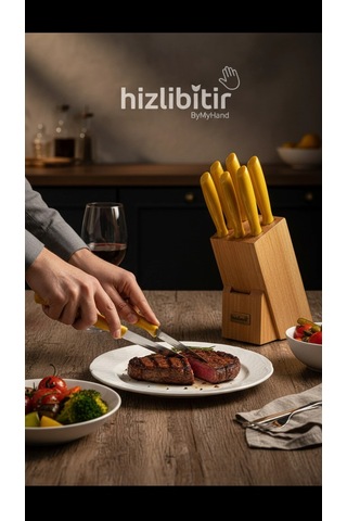 Bymyhand Paslanmaz Çelik Sarı Tırtıklı Meyve Ve Sebze Bıçağı 6'lı Set