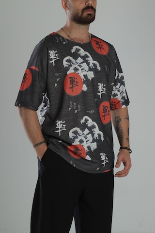 Cocopelli Çin Ağacı Desenli Oversize T-shirt Coc1872 Çok Renkli