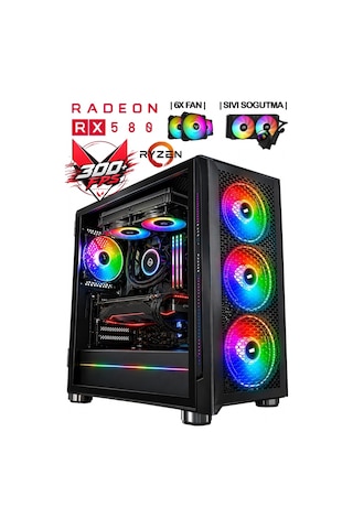 J-tech Nox Ryzen 5 5500 32 GB 512 GB SSD 8 GB RX580 Free Dos Masaüstü Bilgisayar