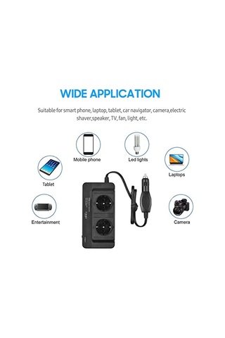 200w Araba Güç Çevirici Dc 12v Ac 220v Dönüştürücü 2 Ac Çıkışlı 4 Usb Bağlantı Noktası Açma/kapatma An Diğer