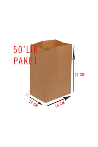 50 Adet 18Cmlik Kraft Kağıt Poşet Çanta