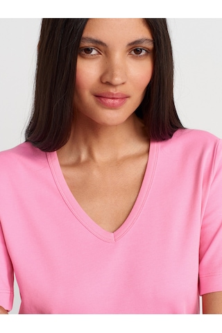 Dilvin 31840 V Yaka Kısa Kollu T-shirt-pembe Pembe