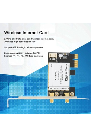 Ar5b22 Pcıe Wifi Kartı, 2.4g/5g Dual Band Bluetooth 4.0 Antenli
