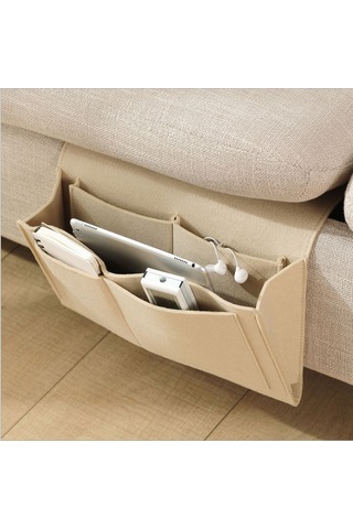 Youmex Mavi Renkli Ev Organizasyonu Felt Çantası - 32x20x10 Cm, Yatak Odası/ev Cepheleri İçin Kolay Kullanimlı Depolama Çanta Bej