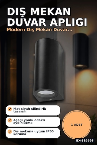Dış Mekan Duvar Apligi Gu10 Duy 10w Uyumlu Ip65 Bahce Balkon Aplik Kasasi 1 Adet Bx-316691 Çok Renkli
