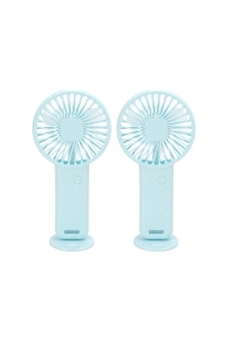 2 Adet Mini Fan,telefon Tutucu,portatif El Vantilatörü Mavi 9,3x19cm