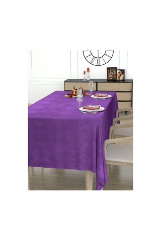 Daily Series Kadife Dokulu Menekşe Moru Masa Örtüsü Menekşe Moru