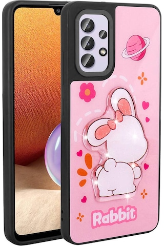 Zore Galaxy Uyumlu A32 4g Kılıf Parlayan Kabartmalı İkonik Figürlü Amas Silikon Kapak - Mor