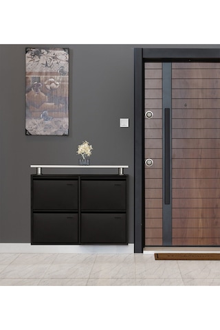 Kaser Metal 2+2 Li Siyah Metal Ayakkabılık Siyah