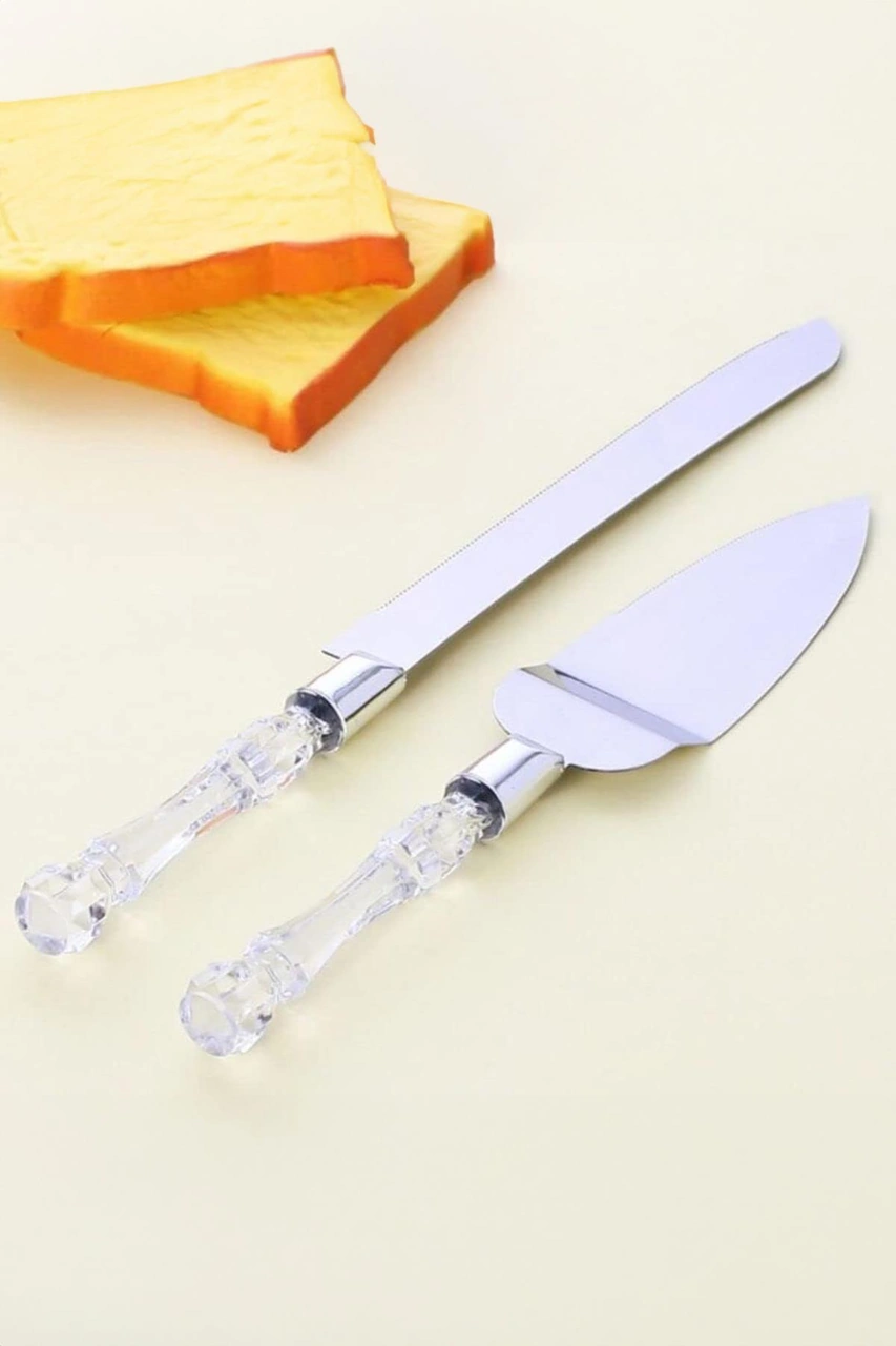 2 Li Paslanmaz Çelik Pasta Servis Seti Spatula Bıçak Seti