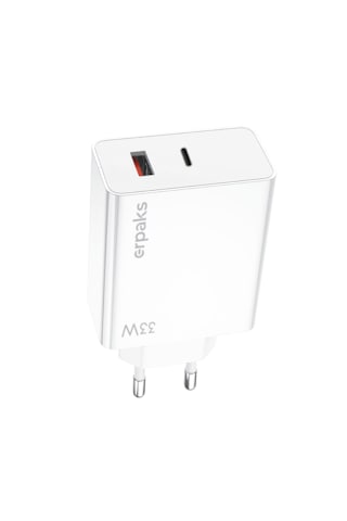 Erpaks Erd 33w Usb-a/type-c Hizli Sarj Adaptoru Beyaz