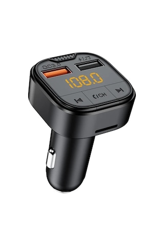 Honeybeeshop 1 Adet Standart Araba Kablosuz Oynatıcı Eller Serbest Telefon Fm Verici Ses Alıcısı Araba Şarj Cihazı