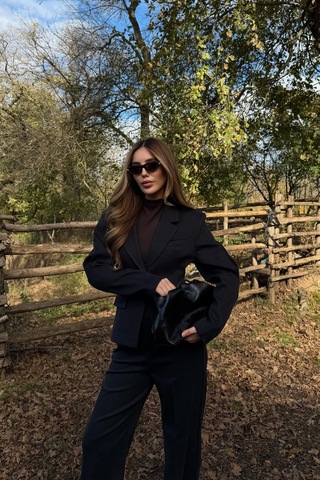 Siyah Tek Düğmeli Ceket Pantolon Takım - 9480 Siyah