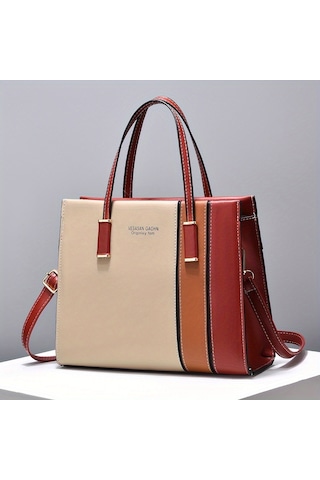 Renk Bloklu Trendy Omuz Çantası