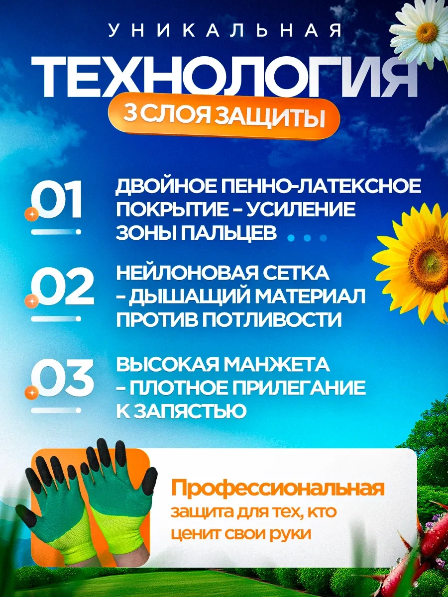 W-grow Nitril Kaplamalı Bahçe Eldivenleri 6 Çift 480542815