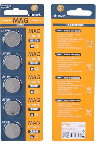 Mag Batteries Mg-2016 Cr2016 3 Volt Pil 5'li Blister Paket