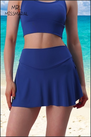 Mini Şort Etek Görünümlü Etek Içi Şortlu Cepli Spor Tasarım Tenis Deniz Havuz Fitness Mavi 1107 Mavi