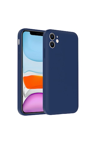 Apple Uyumlu iPhone 11 Kılıf Kamera Korumalı Kartlık Hazneli Zore Vitra Kapak Lacivert