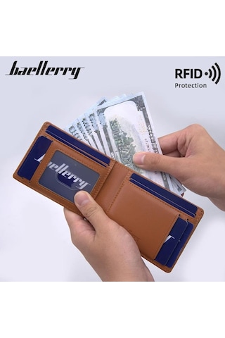 Baellerry Minimalist Rfıd Koruma Çift Kat Deri Çoklu Kart Cüzdan Erkek Kartlık 001