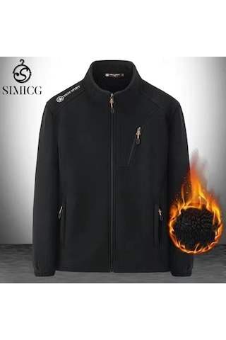 Sıcak Ve Kalın Polar Ceket, Bol Kesim Erkek Ceketi Siyah