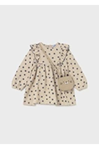 Mayoral 2920 Kız Bebe Bej Çantalı Elbise Bej