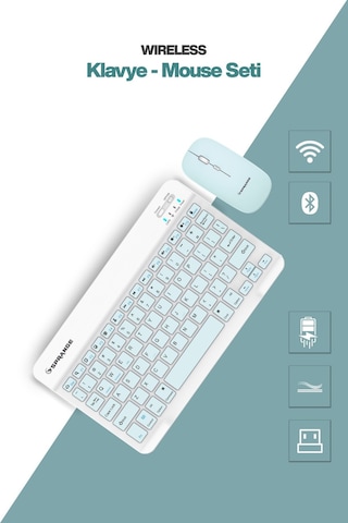 Tablet Ve Telefonlar İçin Bluetooth - Wireless Klavye Ve Mouse Set - Siyah Diğer