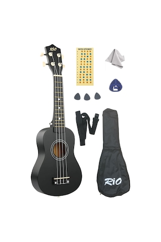 Soprano Siyah Ukulele Kılıf Askı Pena Sticker 54 Cm