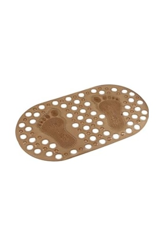 Premium Serisi Banyo - Küvet İçi Kaydırmaz Vantuzlu Ayak Desenli Paspas 66,5 X 36,5 Cm, Kahve Çok Renkli