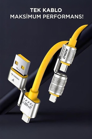 Torima U23 4 in 1 Silikon 240 W Usb-a/type-c Giriş type-c/lightning Çıkış Hızlı Şarj Data Kablosu