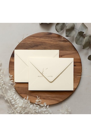 Krem Davetiye Zarfı, Dayanıklı Mat Tebrik Kartı Ve Mektup Zarfı Seti, 50 Adet, 13x18 Cm - 140 Gr