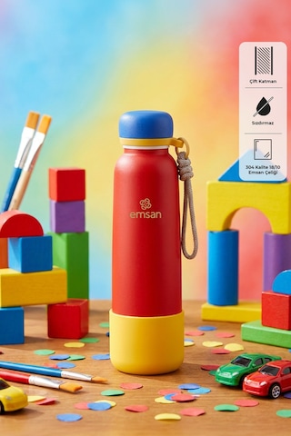Emsan Thermos Bottle Çelik Sızdırmaz Termos 750 Ml Kırmızı Red
