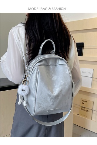 Kız Çocuk Sırt Çantası, Gösterişli Ve Trendy Kadın Çantası-gümüş