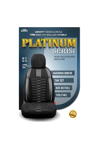 Ford Kuga 2+1 Deri Detaylı Oto Koltuk Kılıfı Ön Arka Set Siyah Beyaz Platinium Model Fs
