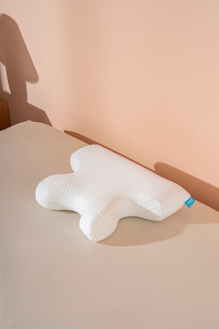 Boyun Destekli Ortopedik Visco Yastık Apne Yastığı 55x40x12/10 Cm Beyaz