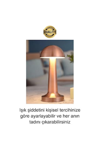 Premium Şarjlı Dokunmatik Masa Lambası 3 Renk Ayarlanabiir Parlaklık Abajur Ambians Dekoratif Klasik Diğer