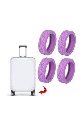 Homyl 4 Parça Bagaj Jant Kapakları Bavul Ofis Koltuğu Mor Mor