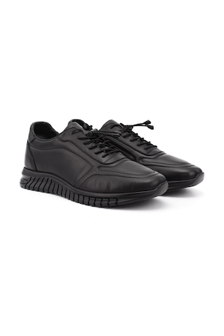 Gönderi(R) Erkek Siyah Bağcıklı Kauçuk Taban Hakiki Deri Sneaker Ddma83342455 Siyah