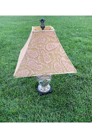 Kuş Motifli Porselen Abajur 70 CM