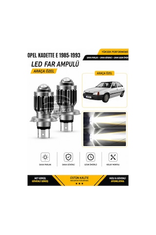 Opel Kadett E 1985-1993 H4 Led Far Ampulü Beyaz Işık Canbus Mini Lensli 2'li Set
