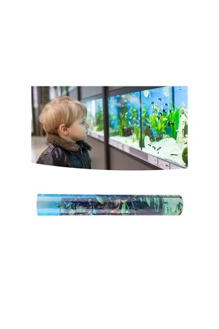 Qingmipy Akvaryum Dekoru: Kalın Pvc Denizaltı Kenti Enkaz Desenli, Su Geçirmez, Renk Kaybı Olmayan, Kolay Uygulanabilir Duvar Sticker 61x30 Cm