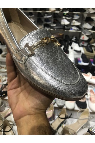Babet Ayakkabı Düz Taban Metalik