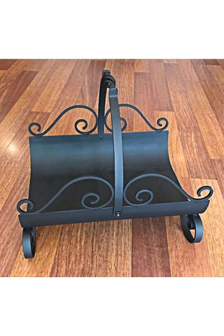 Kulplu Siyah Şık Dekoratif Şömine Odunluk