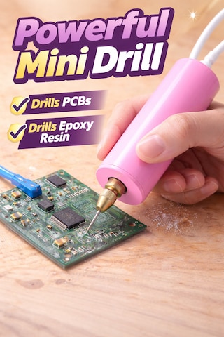 Usb Mini Drill Matkap Seti 7 Parça Mandren Seti+ 3 Adet Mikro Matkap Ucu Hassas Delme & Dıy-mını-usb-08-pembe
